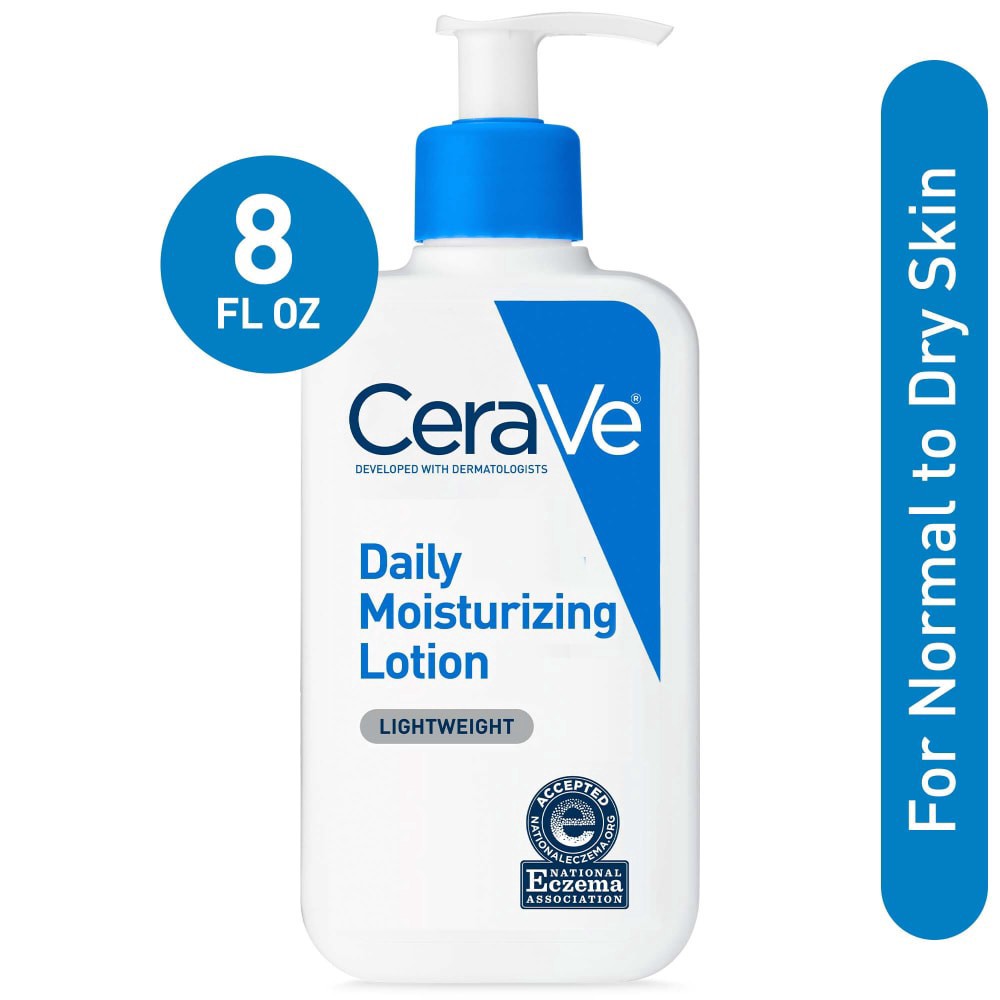 slide 5 of 6, CeraVe Daily Moisturizing Lotion for Dry Skin, Fragrance Free Body Lotion & Facial Moisturizer, 8 fl oz