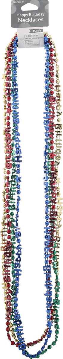 slide 3 of 10, Creative Converting Happy Birthday Necklaces 4 ea, 4 ct