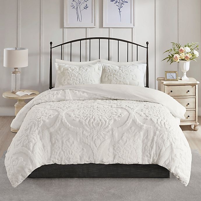 slide 1 of 13, Madison Park Viola Full/Queen Duvet Cover Set - White, 3 ct