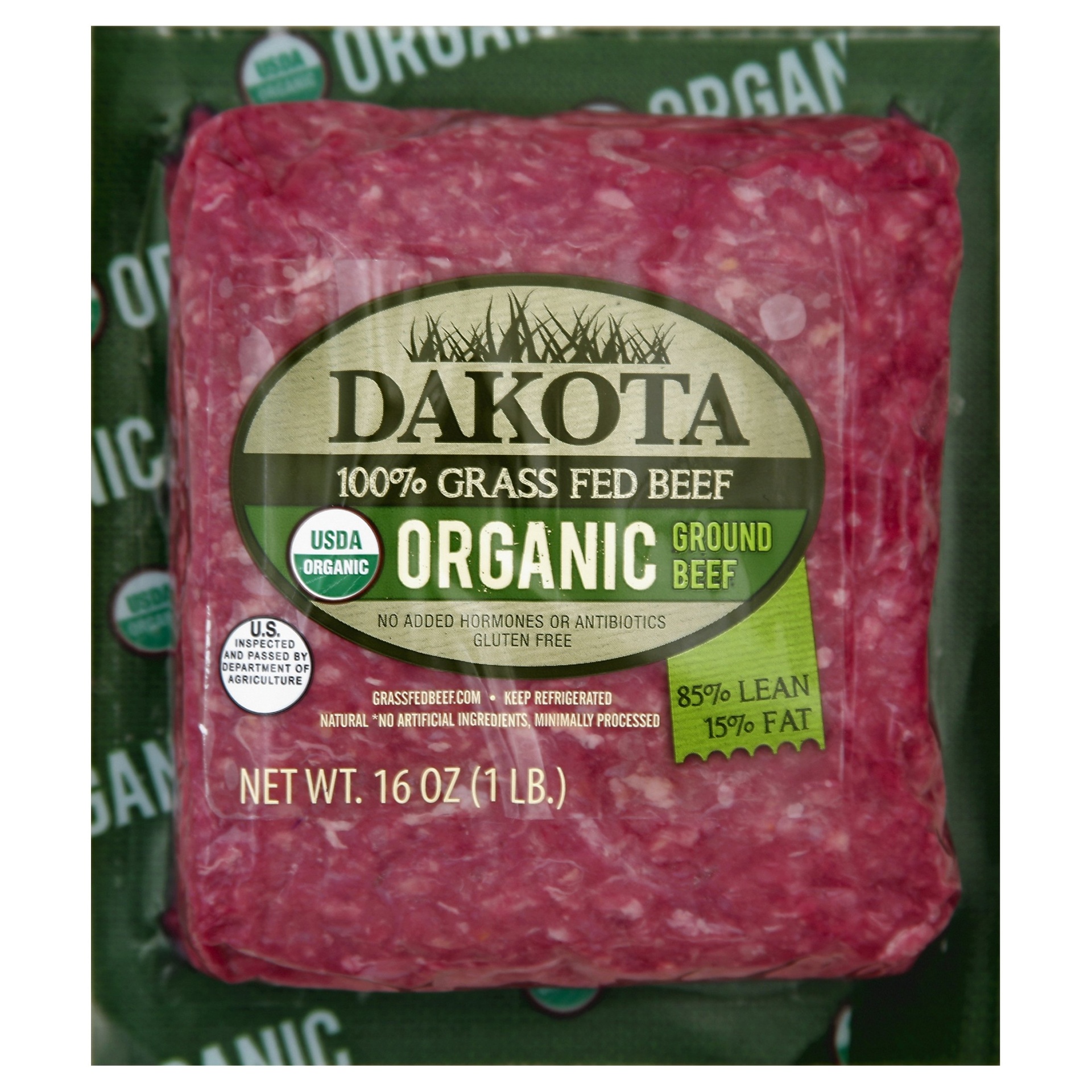 slide 1 of 1, Dakota 85% Lean Grass Fed Organic Ground Beef, 16 oz