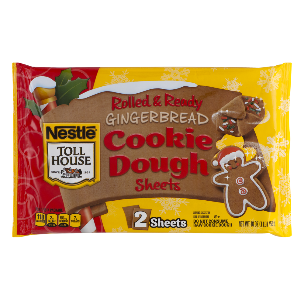 slide 1 of 1, Nestle Toll House Holiday Gingerbread Sheets Cookie Dough Sheet, 16 oz