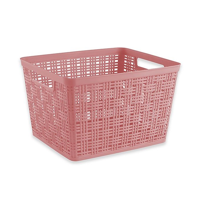 slide 1 of 1, Starplast Plastic Wicker Large Storage Basket - Rosewater, 1 ct