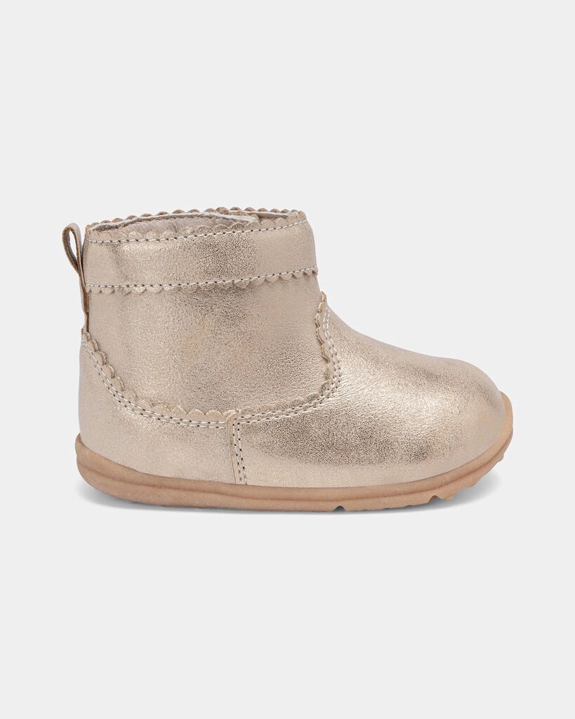 slide 6 of 6, Carter's Carters Baby Girl Every Step® First Walker Metallic Boots - Gold Gold 3.5, 1 ct
