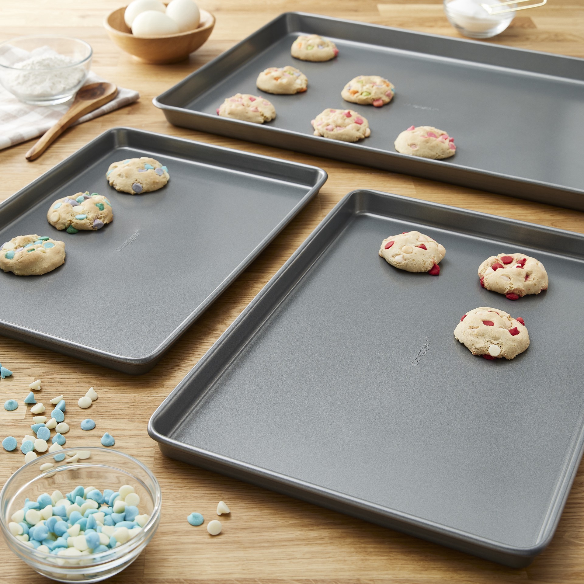 slide 4 of 7, Non-Stick Cookie Sheet Set By Celebrate It, 21.4 in x 15.4 in x 1 in