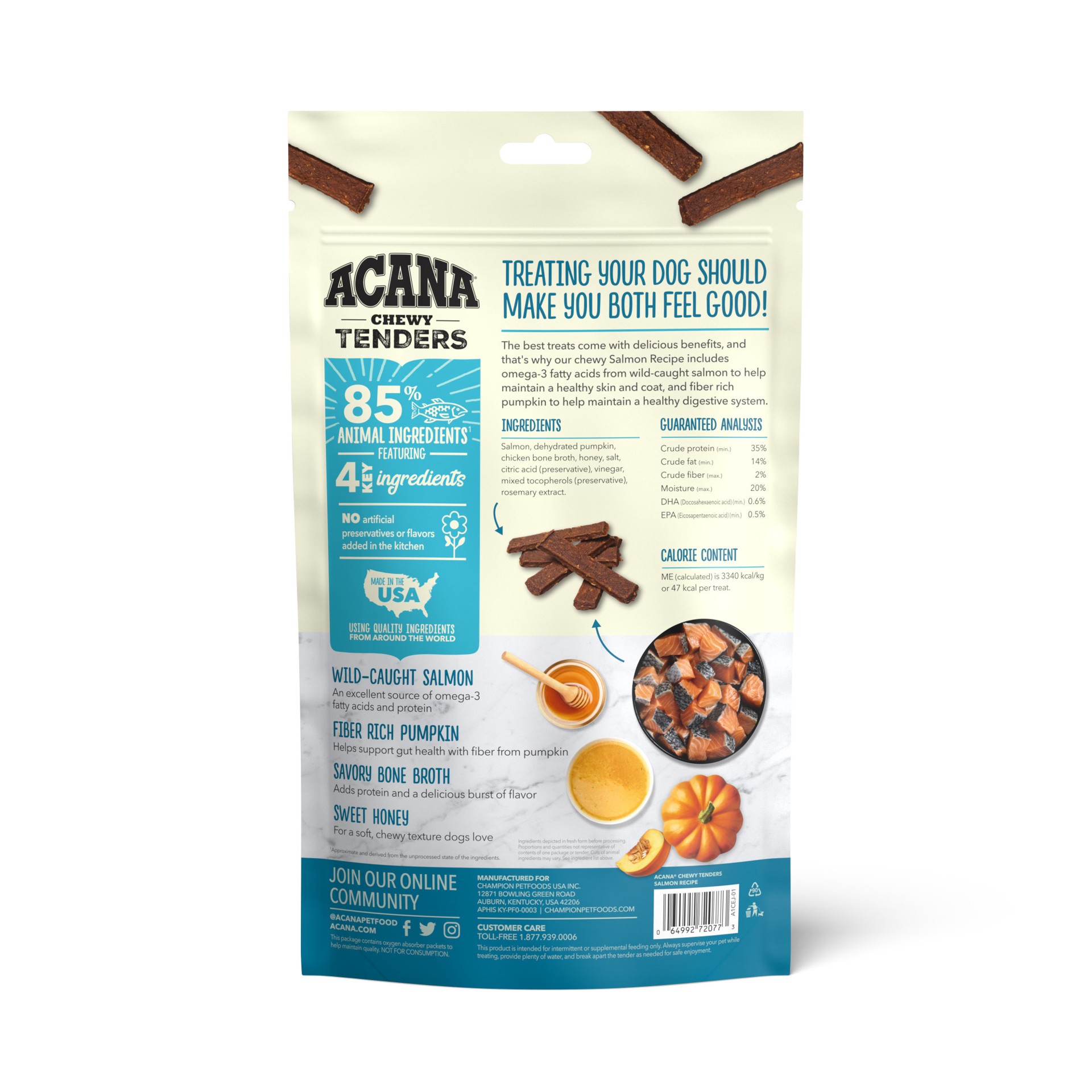 slide 3 of 3, ACANA Chewy Strips Salmon Recipe 4OZ, 0.25 lb