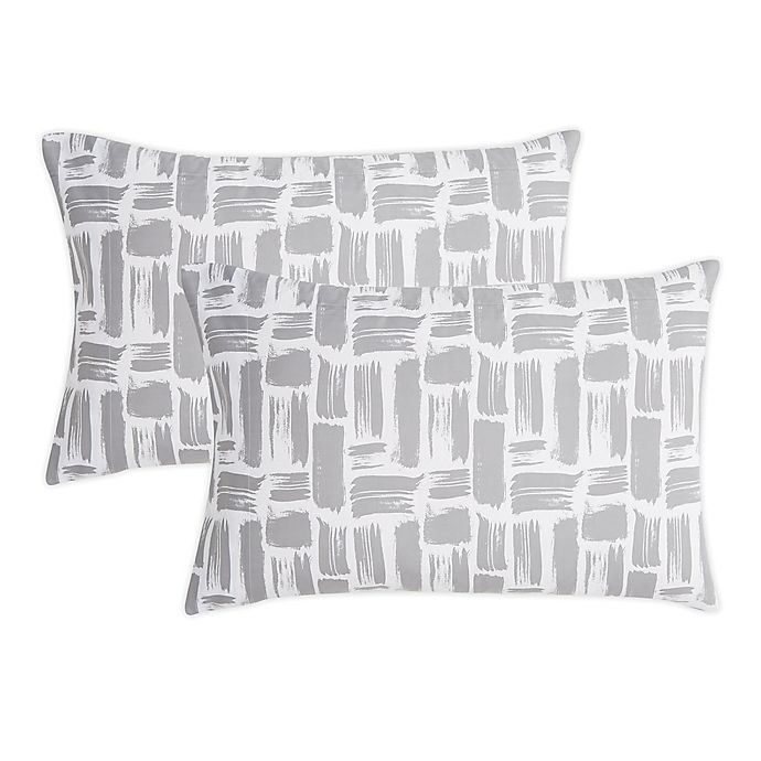 slide 1 of 1, SALT Brush Stroke Truly Soft Microfiber Standard Pillowcases - Grey, 2 ct