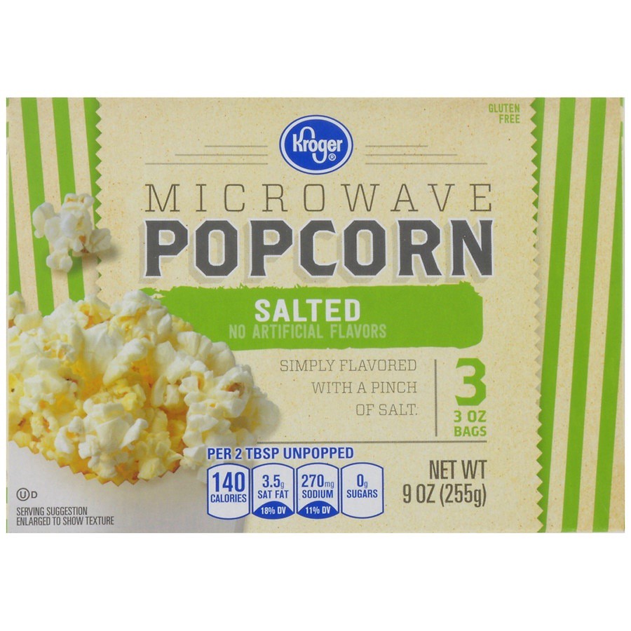 slide 1 of 1, Kroger Micorwave Popcorn - Salted, 3 ct; 3 oz