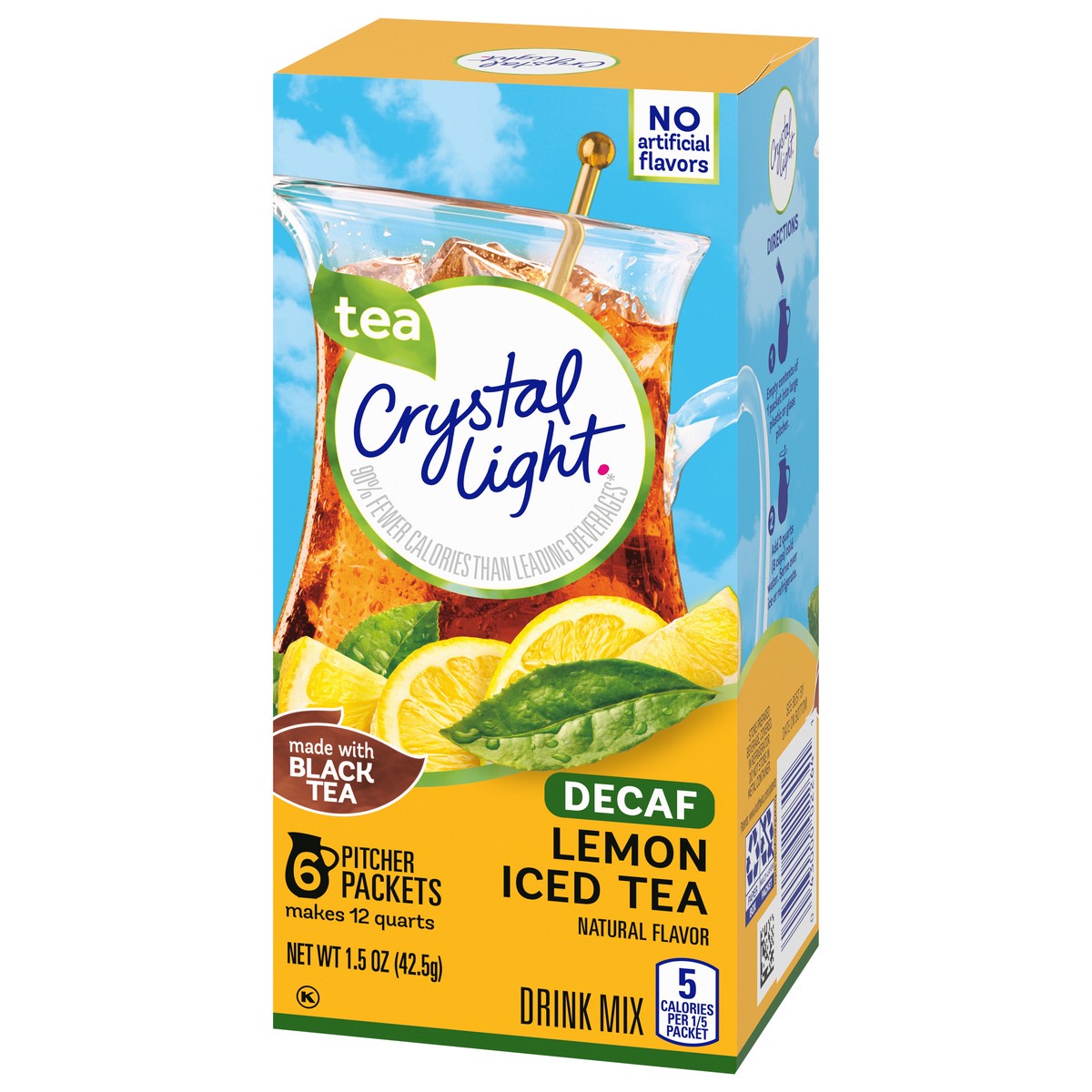 slide 6 of 9, Crystal Light Decaf Lemon Iced Tea Naturally Flavored Powdered Drink Mix, 6 ct Pitcher Packets, 6 ct