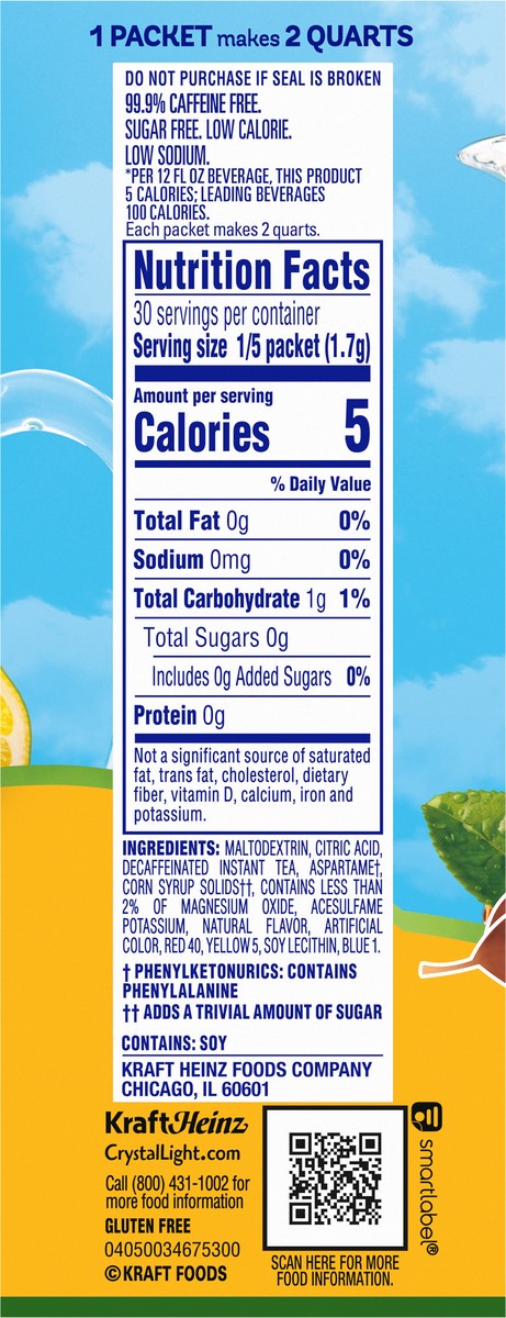 slide 4 of 9, Crystal Light Decaf Lemon Iced Tea Naturally Flavored Powdered Drink Mix, 6 ct Pitcher Packets, 6 ct