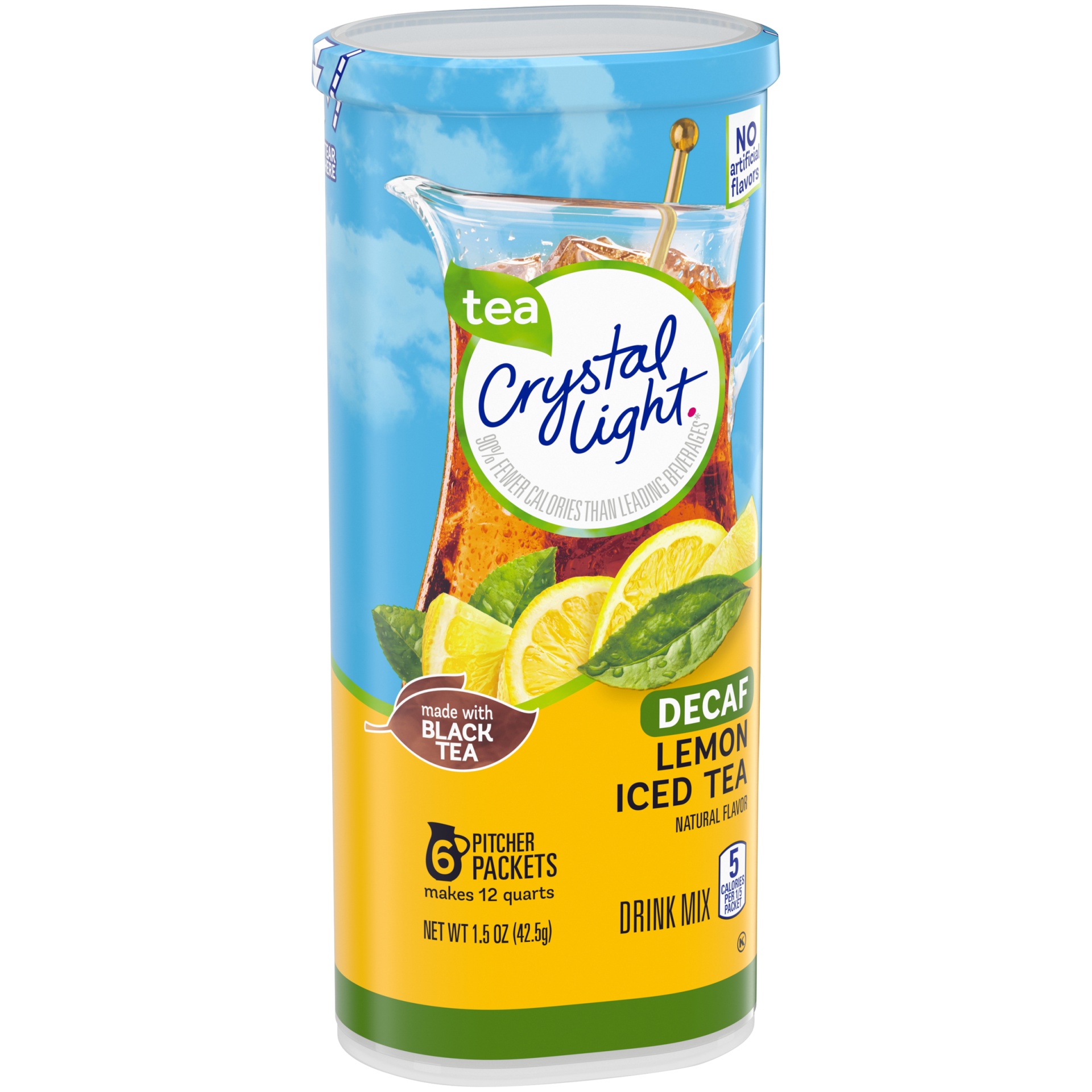 Crystal Light Decaf Lemon Iced Tea Naturally Flavored Powdered Drink Mix Pitcher 6 ct Shipt