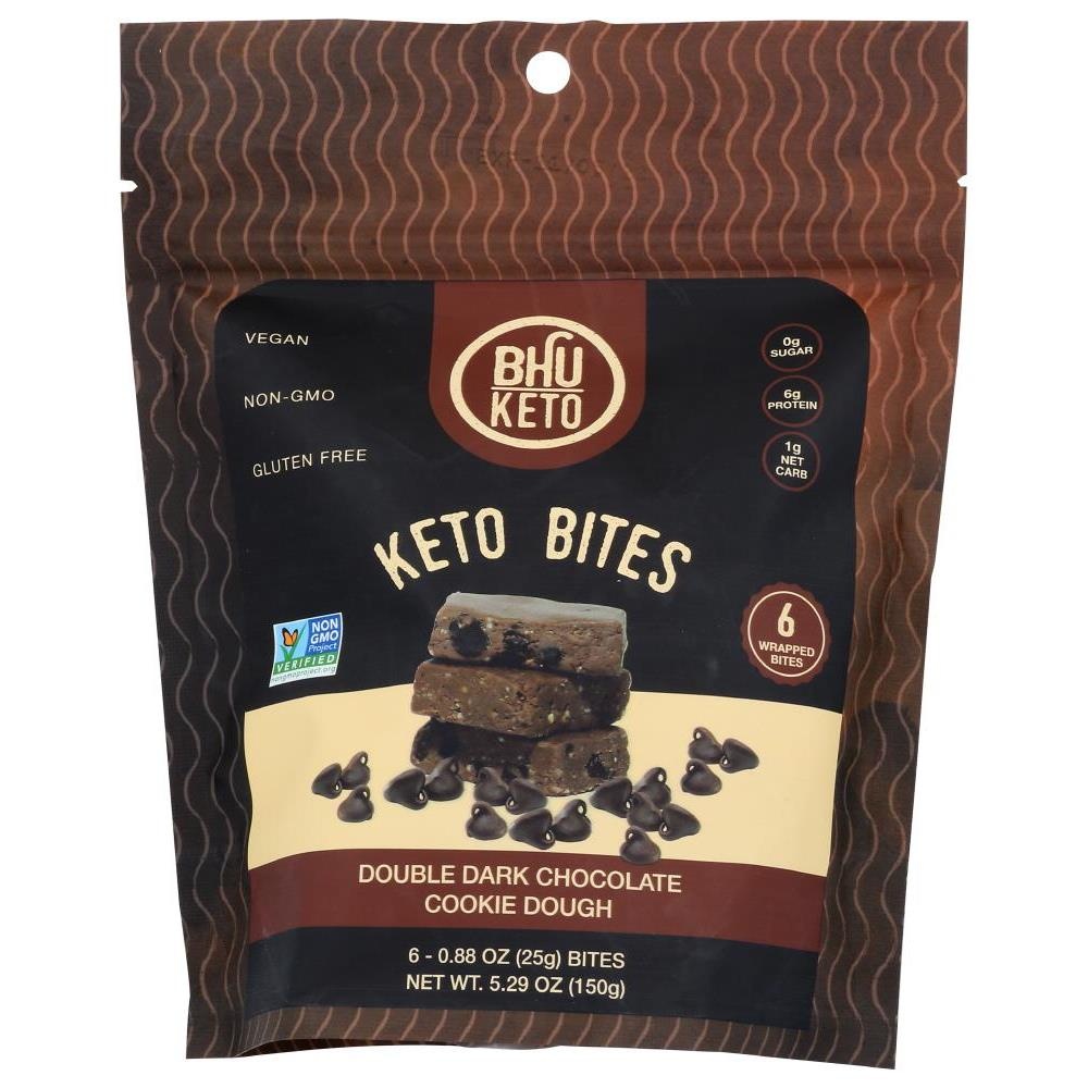 slide 1 of 1, Bhu Foods Keto Double Dark Chocolate Cookie Dough Protein Bar, 5.29 oz