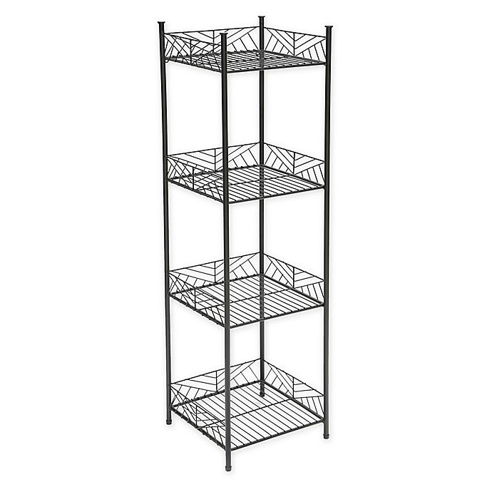 slide 1 of 2, SALT 4-Tier Geo Wire Bath Tower - Black, 1 ct