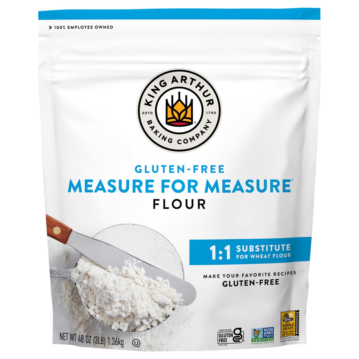 slide 1 of 3, King Arthur Gluten Free Measure for Measure Flour 48 oz, 3 lb