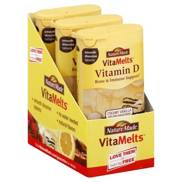 slide 1 of 1, Nature Made Vitamelts Smooth Dissolve Creamy Vanilla Vitamin D Tablet, 100 ct