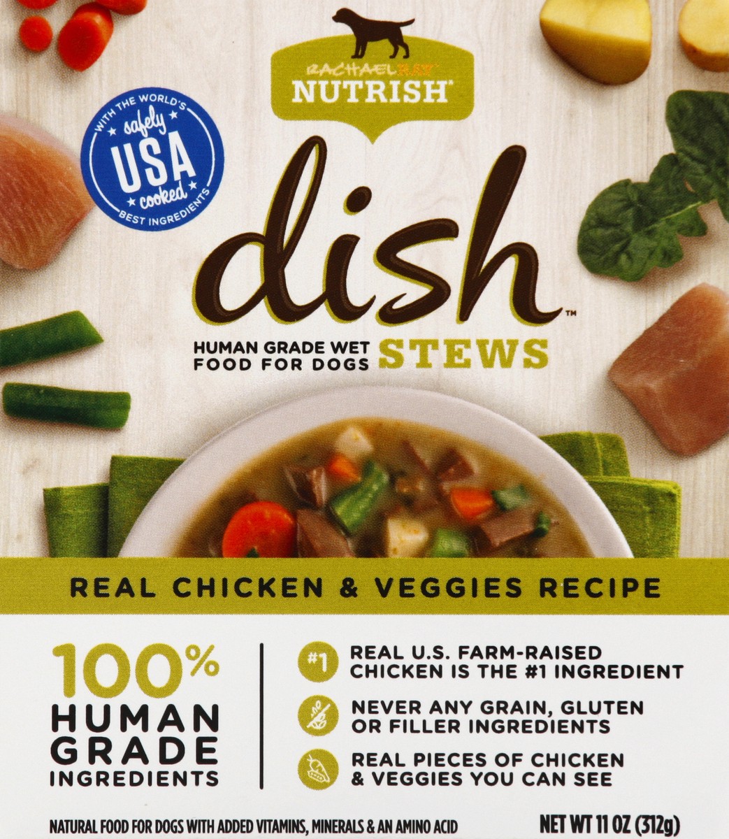 slide 4 of 5, Rachael Ray Nutrish DISH Stews Natural Grain Free Wet Dog Food, Real Chicken & Veggies. 11 oz, 11 oz