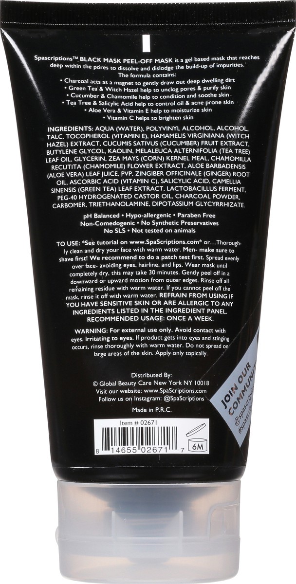 slide 5 of 9, Spascriptions Peel-Off Black Mask 5 oz, 5 oz
