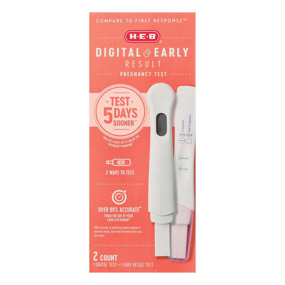 slide 1 of 1, H-E-B Digital & Early Result Pregnancy Test, 2 ct