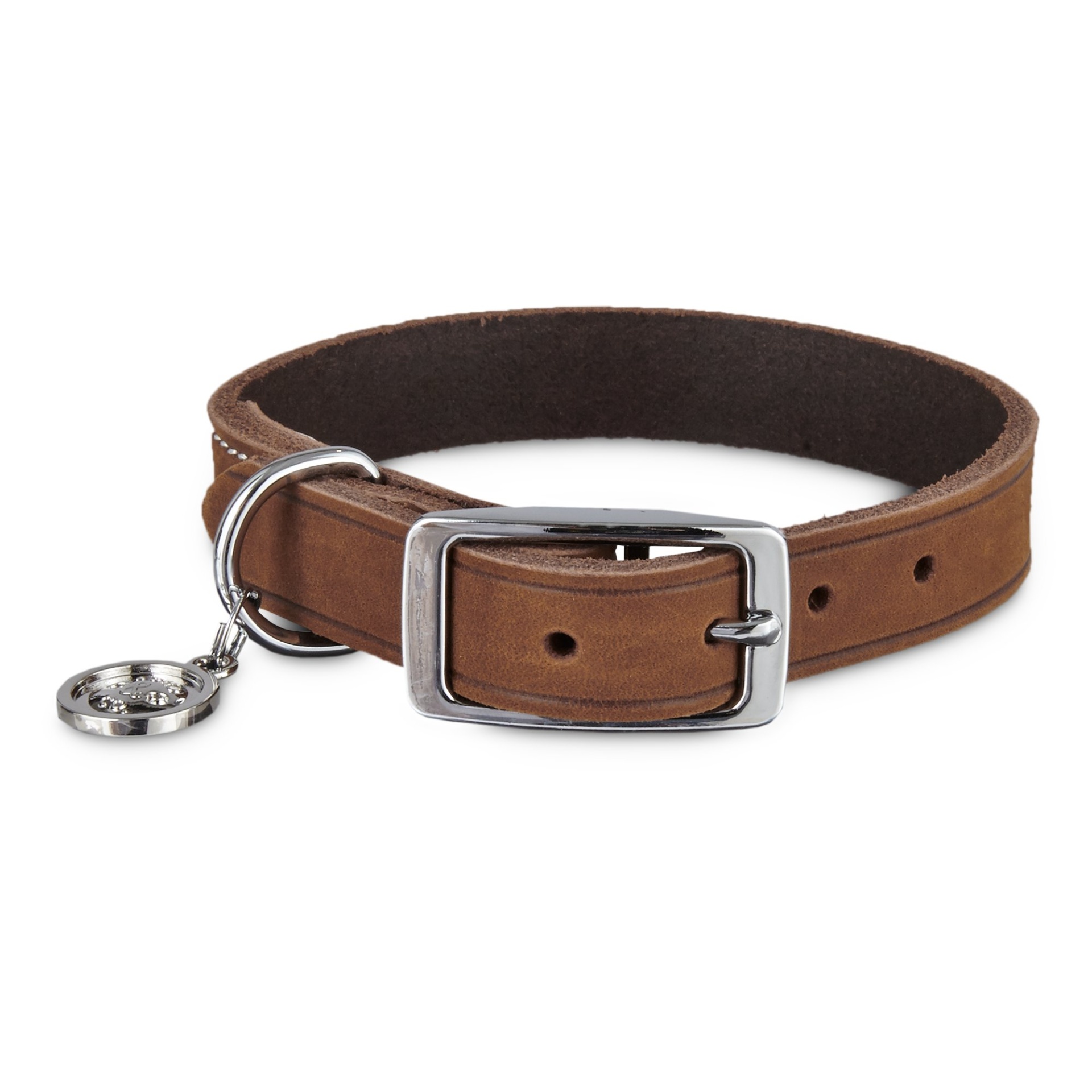 slide 1 of 1, Bond & Co. Mahogany Leather Dog Collar, SM