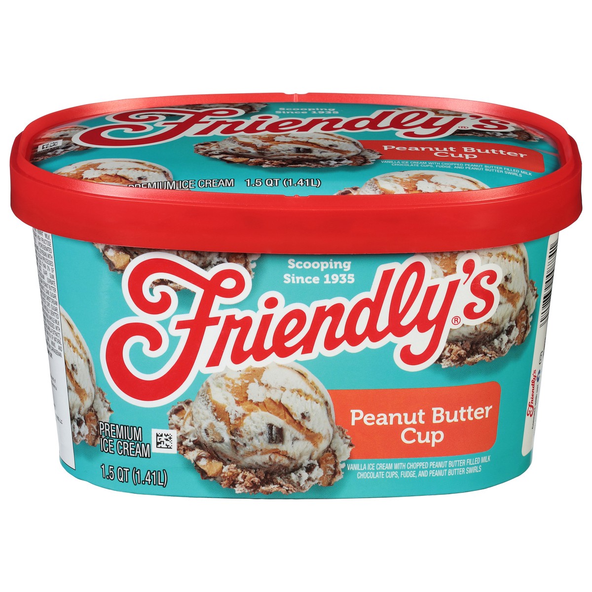 slide 1 of 9, Friendly's Premium Peanut Butter Cup Ice Cream 1.5 qt, 48 fl oz