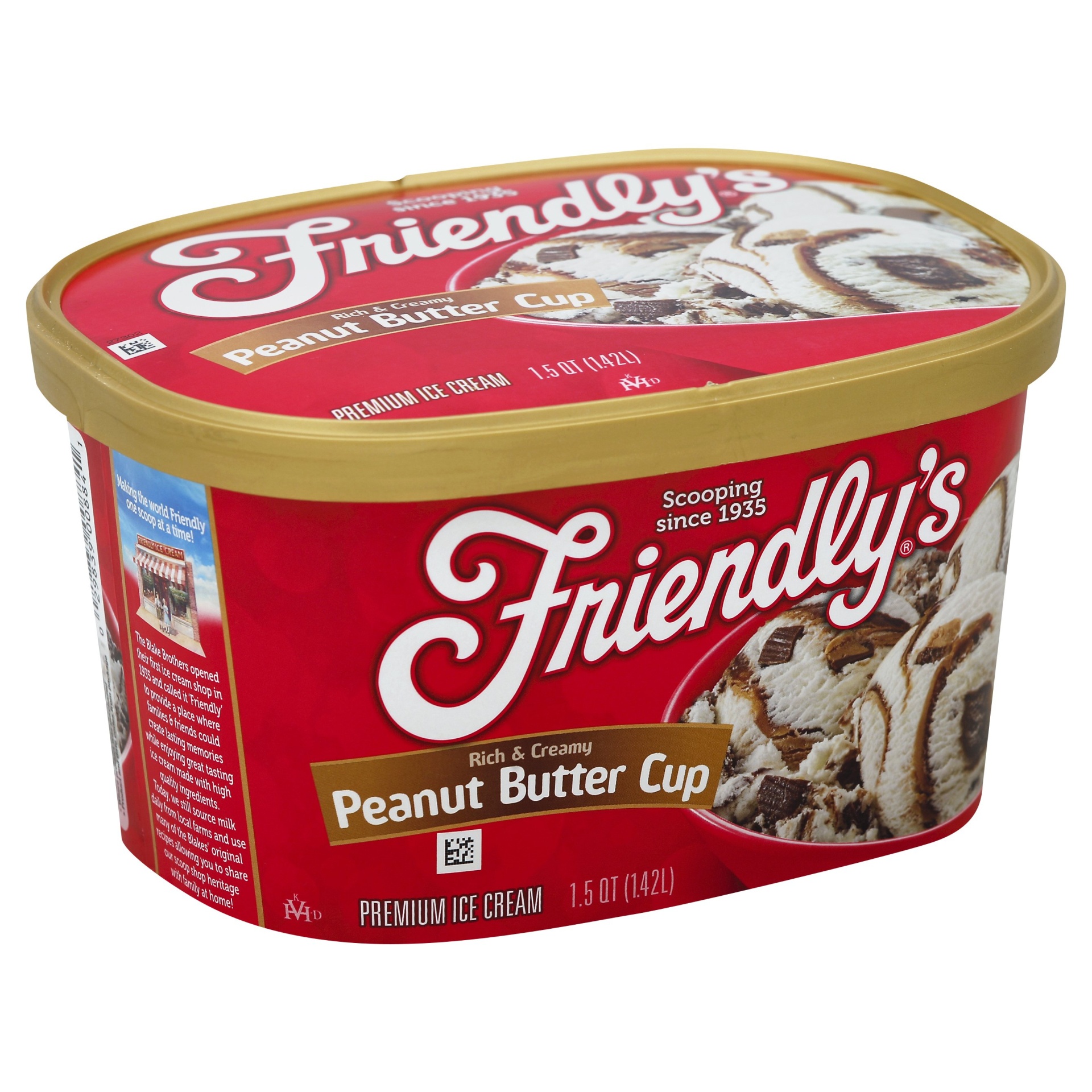 slide 1 of 1, Friendly's Premium Ice Cream Peanut Butter Cup, 48 fl oz