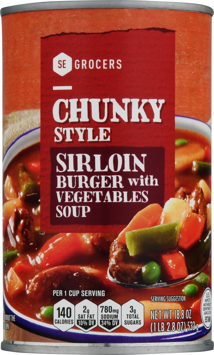 slide 1 of 12, SE Grocers Chunky Soup Sirloin Burger With Vegetables, 18.8 oz