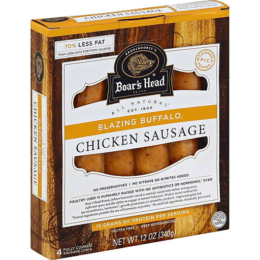 slide 2 of 3, Boar's Head Chicken Sausage, Blazing Buffalo, 12 oz