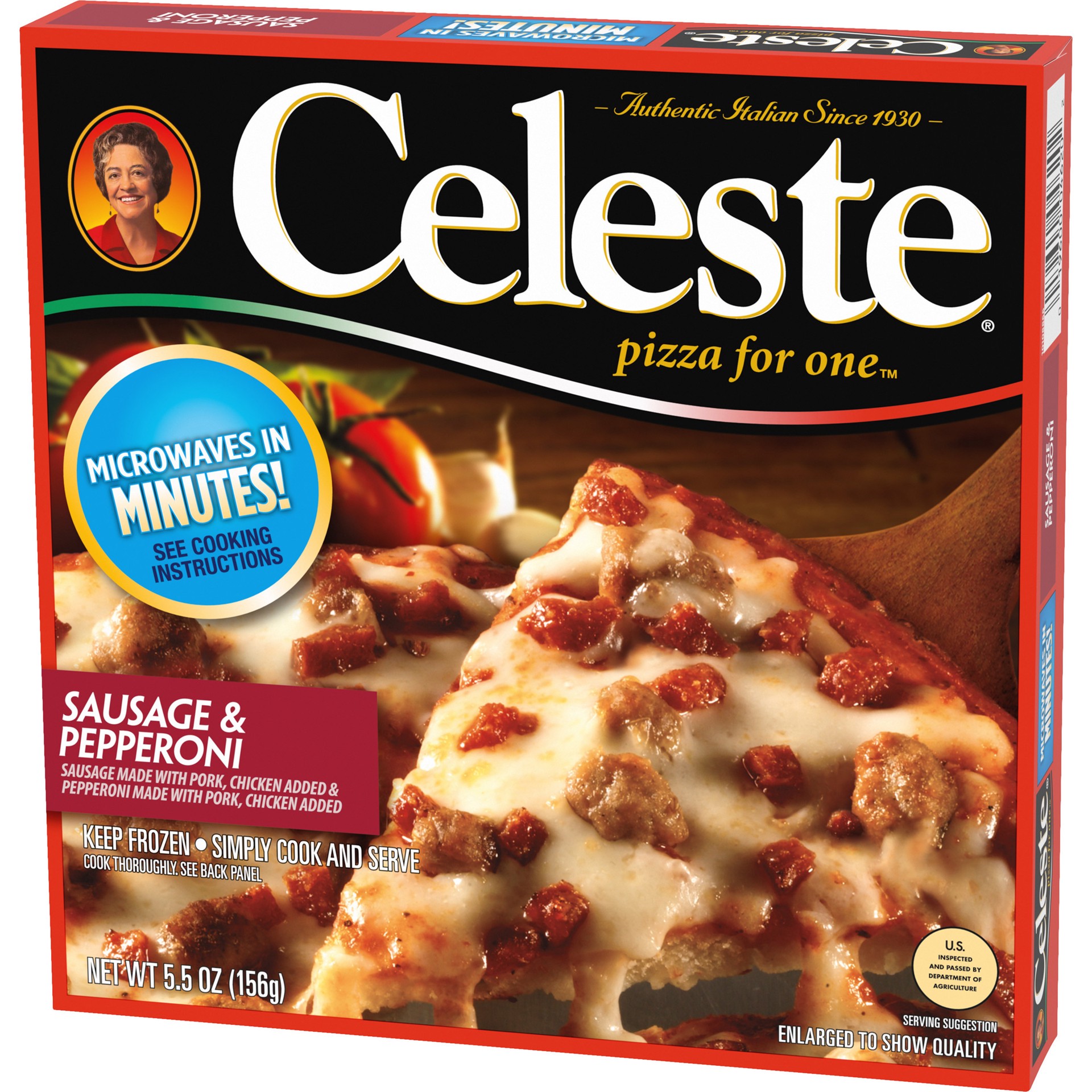 slide 3 of 5, Celeste Pizza for One Sausage & Pepperoni Pizza 5.5 oz, 5.5 oz