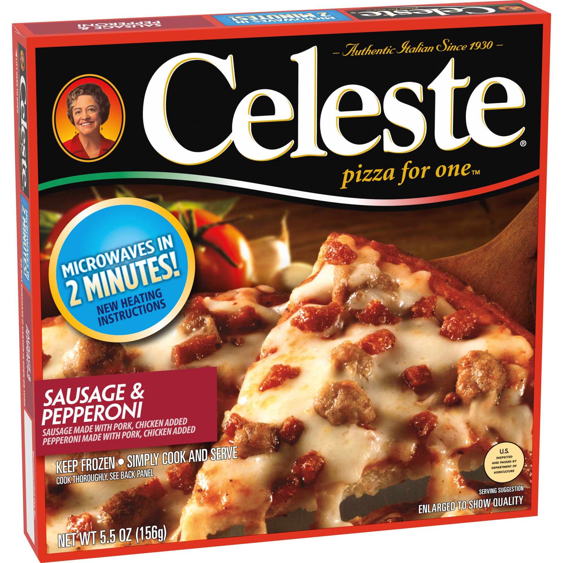 slide 4 of 5, Celeste Pizza for One Sausage & Pepperoni Pizza 5.5 oz, 5.5 oz