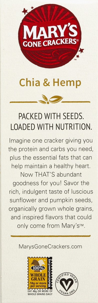 slide 3 of 4, Mary's Gone Crackers Crackers, Organic, Chia & Hemp, 5.5 oz