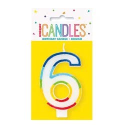 unique Rainbow Border Number 6 Birthday Candle