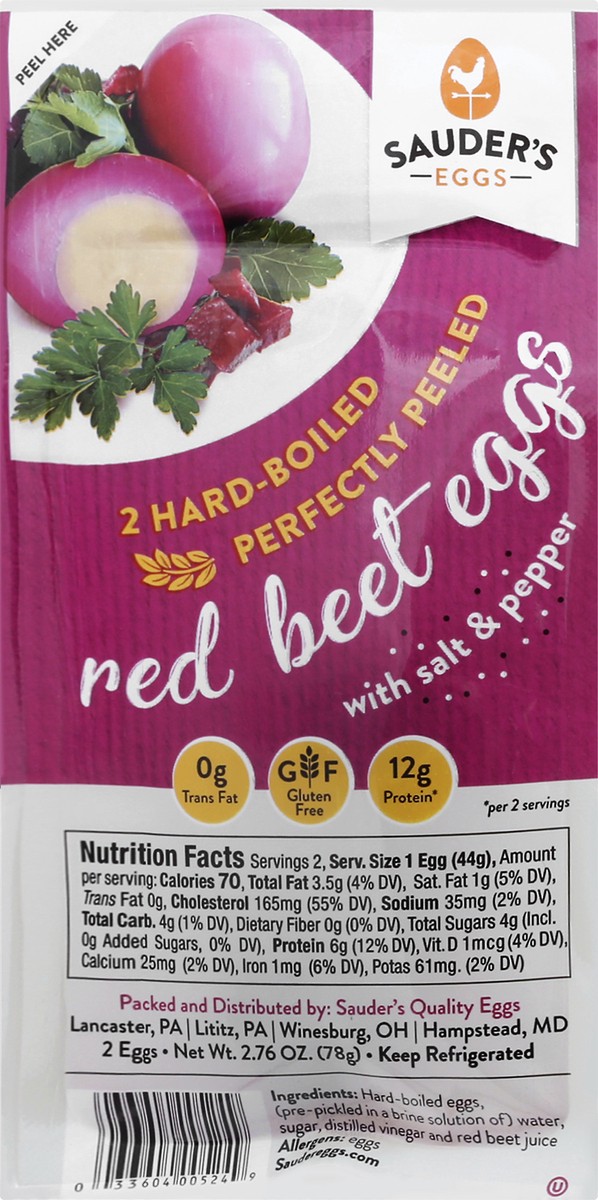 slide 4 of 9, Sauders Eggs Red Beet with Salt & Pepper Fresh Eggs 2 ea, 2 ct
