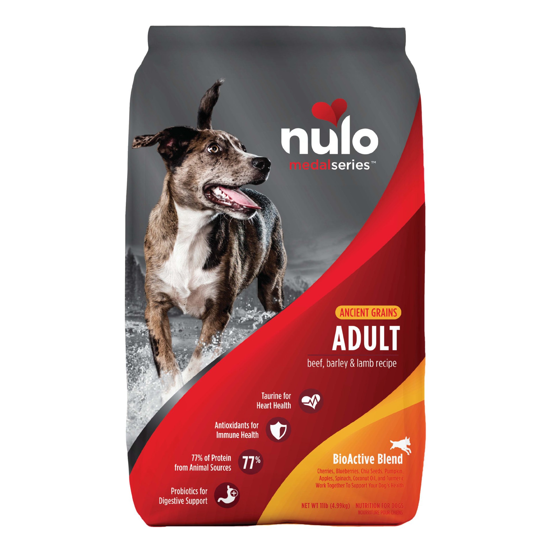 slide 1 of 1, Nulo MedalSeries Ancient Grains Beef, Barley & Lamb Adult Dry Dog Food, 11 lb