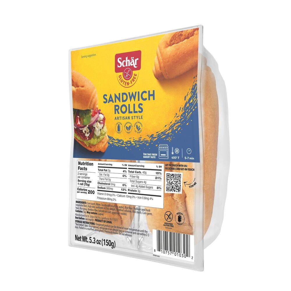 slide 6 of 6, Schär Schar Gluten Free Parbaked Sub Sandwich Rolls, 5.3 oz