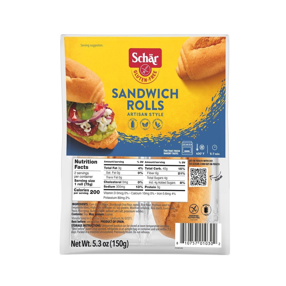 slide 4 of 6, Schär Schar Gluten Free Parbaked Sub Sandwich Rolls, 5.3 oz