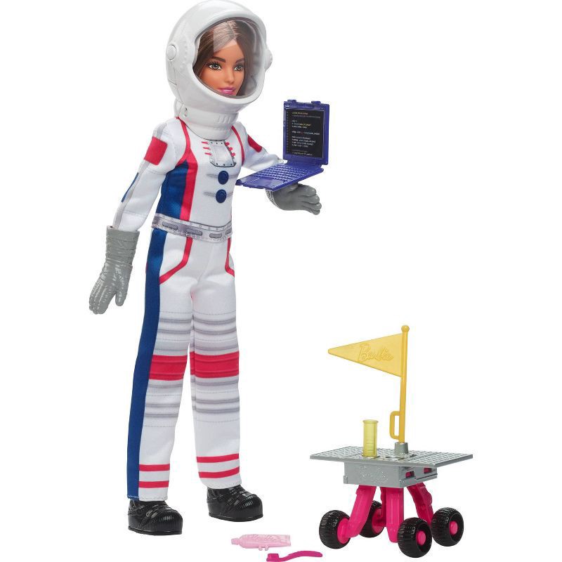 slide 1 of 6, Barbie 65th Anniversary Careers Astronaut Doll & 10 Accessories Including Rolling Rover & Space Helmet, 1 ct