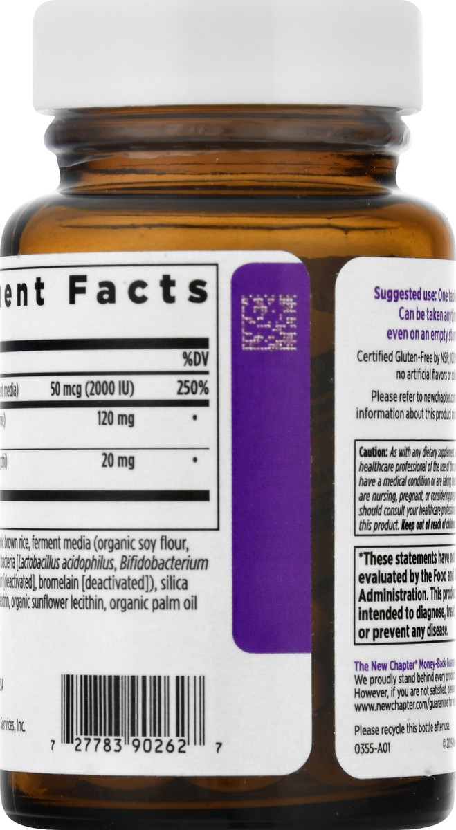 slide 6 of 9, New Chapter Fermented Vitamin D3 Vegetarian Tablets, 30 ct