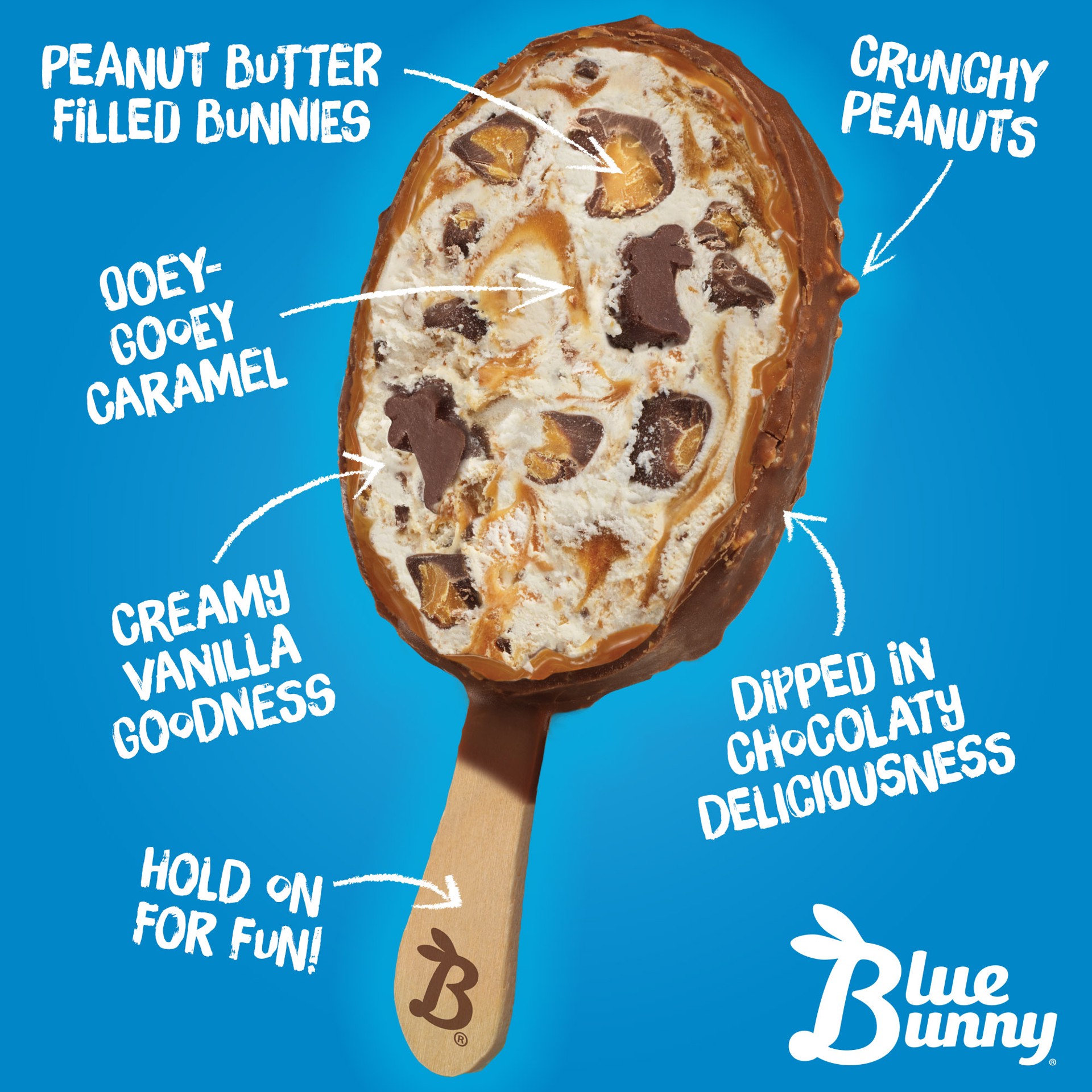 slide 5 of 5, Blue Bunny Load'd Bars Bunny Tracks Frozen Dairy Dessert 4 - 3.4 fl oz Bars, 4 ct; 3.4 fl oz