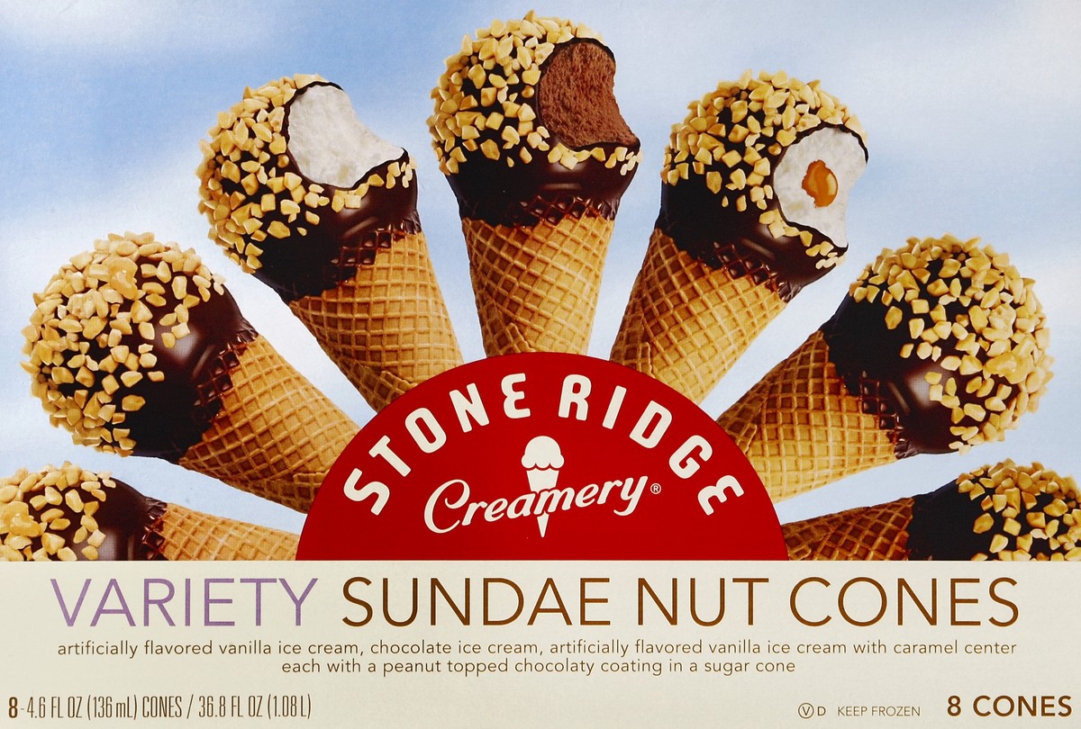 slide 1 of 4, Stone Ridge Creamery Sundae Nut Cones 8 ea, 8 ct