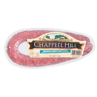 slide 1 of 1, Chappell Hill Smoked Beef Sausage, 12 oz