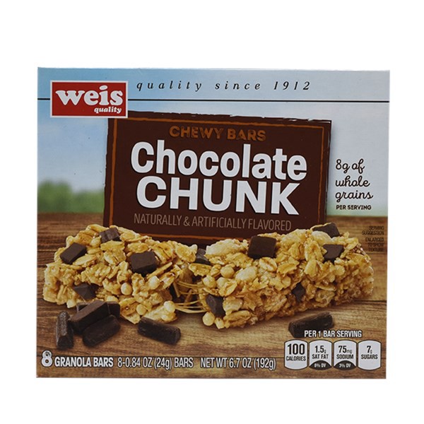 slide 1 of 6, Weis Quality Chocolate Chunk Chewy Granola Bars, 6.7 oz