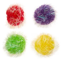 Whisker City Tinsel Balls Cat Toys (COLOR VARIES), 4 pack
