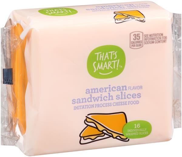 slide 1 of 1, That's Smart! American Flavor Sandwich Slices, 16 ct; 10.66 oz