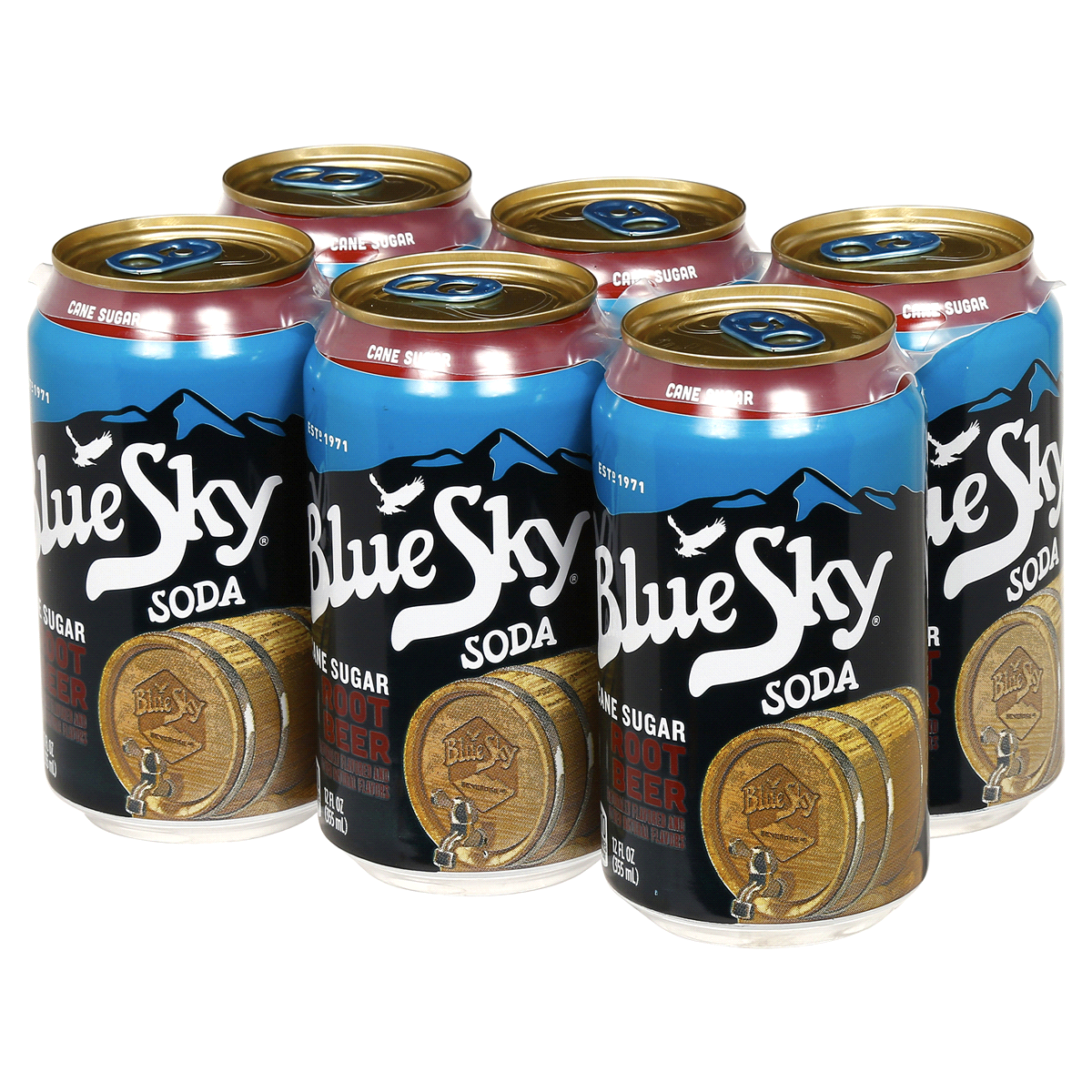 slide 2 of 5, Blue Sky Cane Sugar Root Beer Soda, 6 ct; 12 fl oz