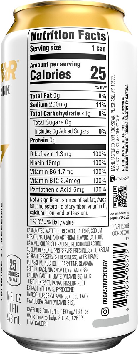 slide 4 of 10, Rockstar Sugar Free Energy Drink 16 Fl Oz Can, 16 fl oz