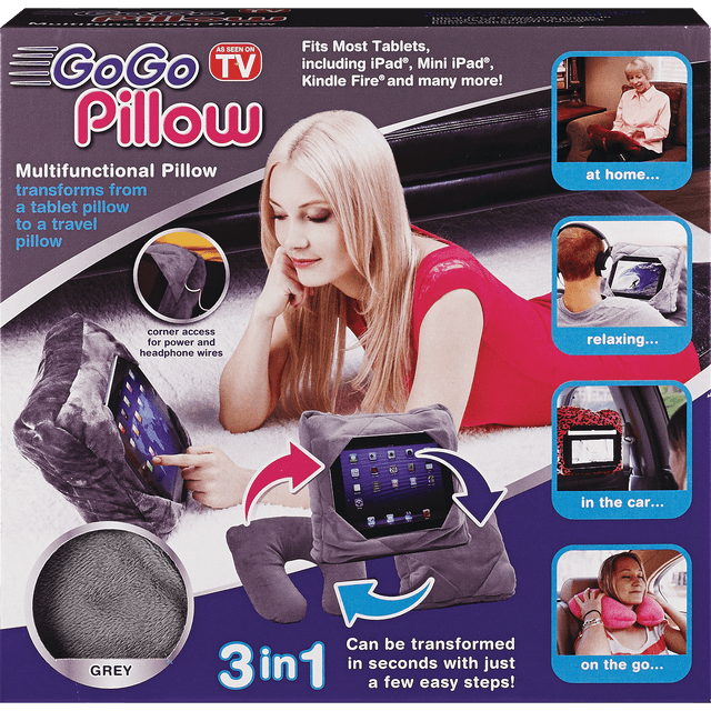 slide 1 of 1, Gogo Pillow Gray, 1 ct