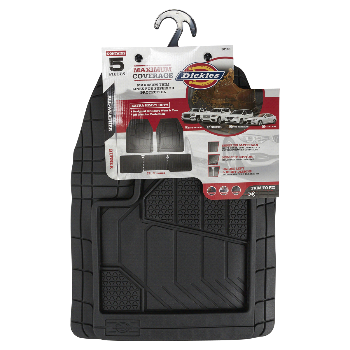 slide 1 of 5, Dickies Black Max Coverage Floor Mat, 5 ct