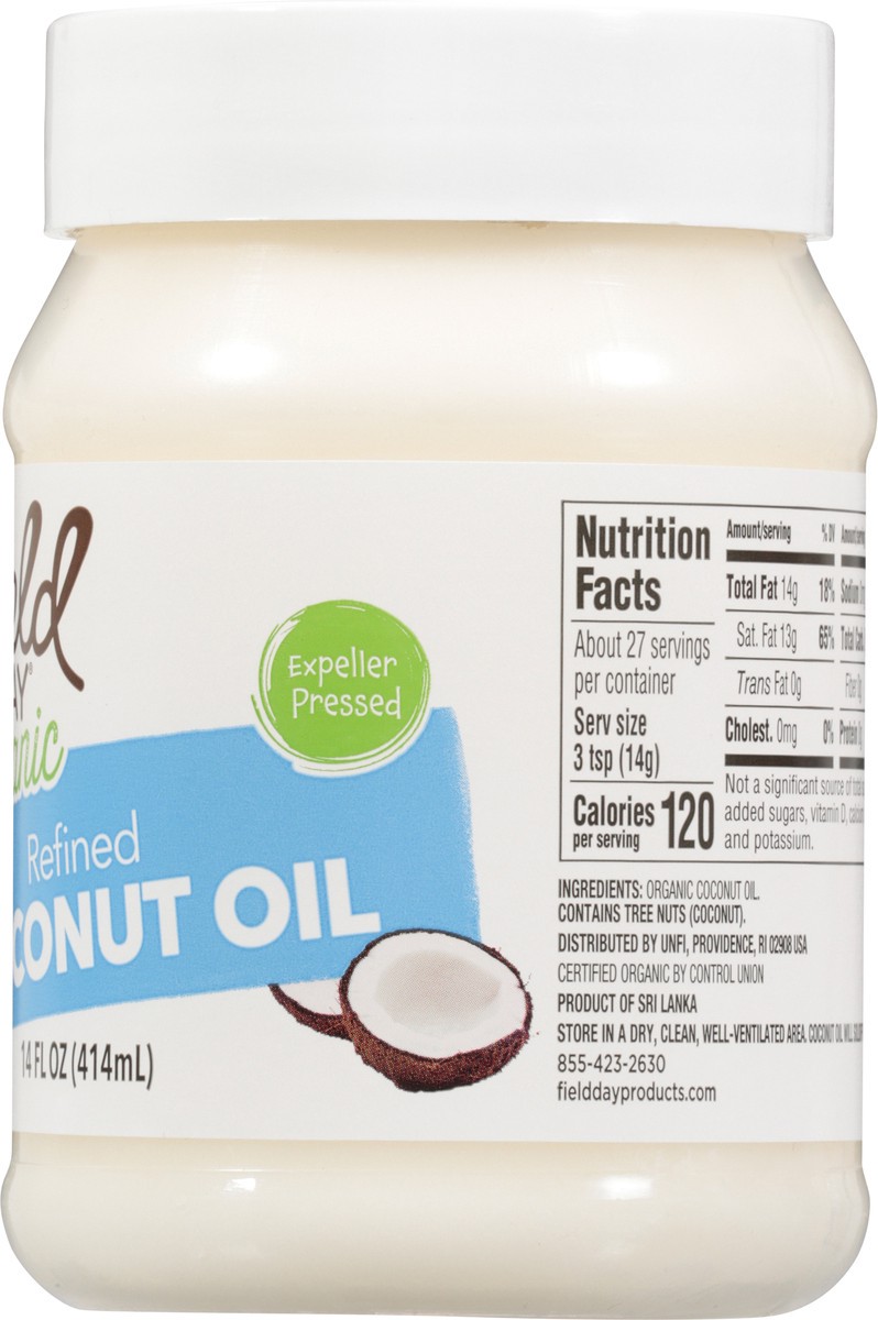 slide 2 of 13, Field Day Organic Refined Coconut Oil 14 fl oz, 14 oz