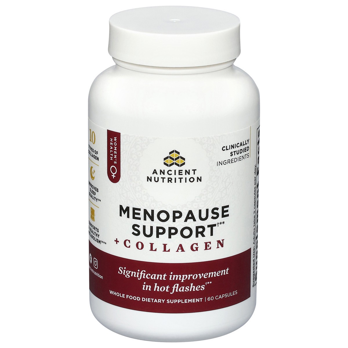 slide 2 of 4, Ancient Nutrition Menopause Support + Collagen 60 Capsules, 60 ct