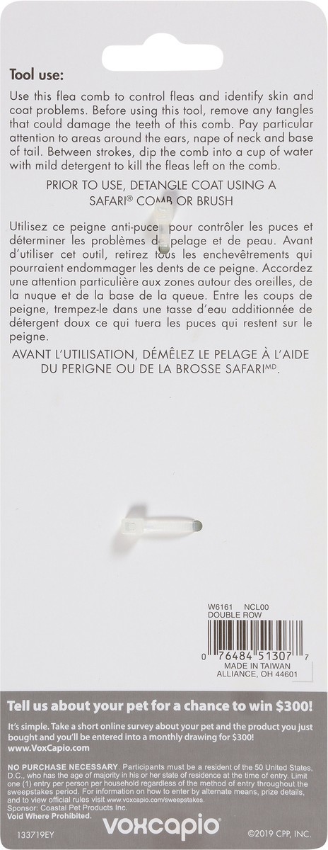 slide 9 of 12, Safari by Coastal Dog Double Row Flea Comb, No Color, Double Row (6.25" L x 1.5" W), 1.5 in