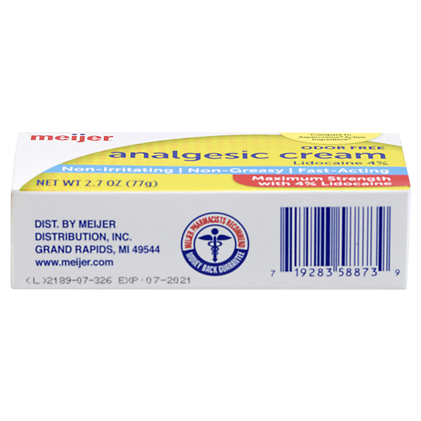 slide 8 of 9, Meijer Analgesic Cream With Lidocaine, 2.7 oz